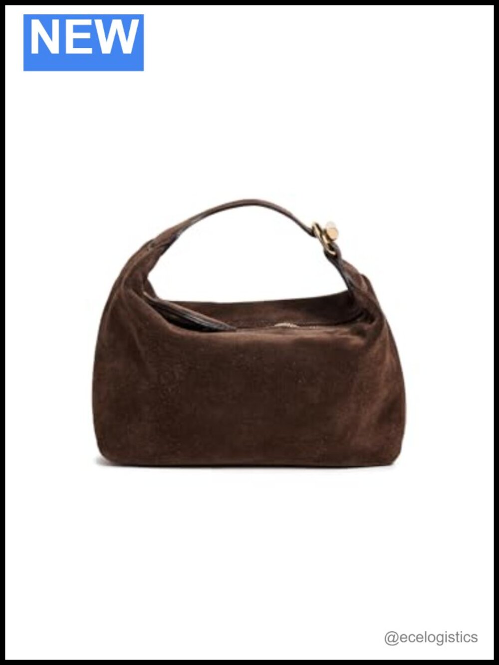Liffner Pillow Pouch Micro Suede Clutch Bag Gold Ring Handle